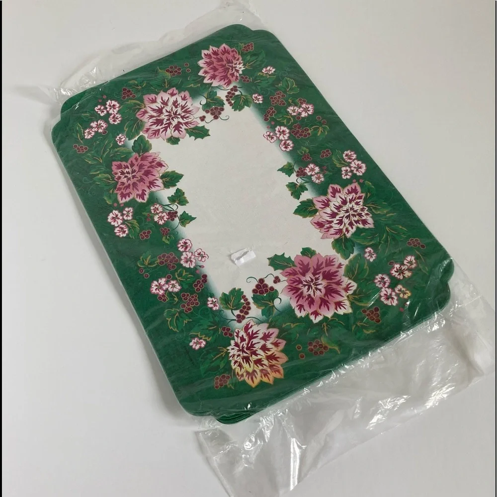 Festive Green Floral Disposable Serving Trays - Pack of Party Tableware